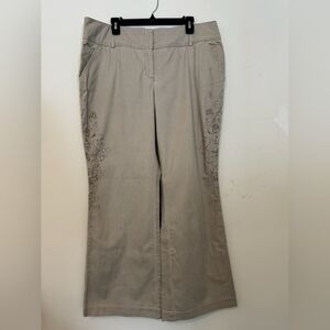 Embroidered Beige Pants